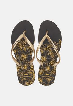 CHINELO TB FEM ESTAMP GOLD GLITTER/PRETO  33/34 CX 12UN