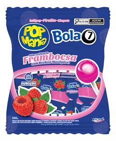 PIRULITO POP MANIA BOLA7 FRAMBOESA 12G RICLAN 24X500G