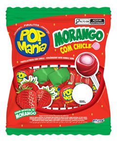 PIRULITO POP MANIA MORANGO 9G RICLAN 24X500G