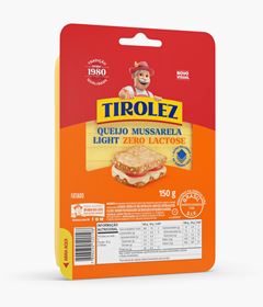 QUEIJO MUSSARELA ZERO LAC FATIADO LIGHT TIROLEZ 150G CX 20UN