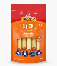 QUEIJO MUSSARELA ZERO LAC STICK TIROLEZ 160G CX 12UN