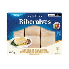 LOMBO DE BACALHAU DESSALGADO CONG RIBERALVES 0,8KG CX 12,8KG